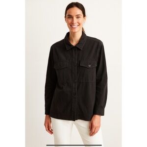 NATION LTD DELANEY BUTTON FRONT SHIRT NWT LYOCELL POCKETS STREETWEAR BLK S